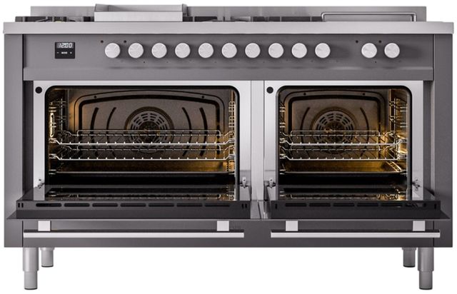 Ilve® Professional Plus II 60" Graphite Matte Pro Style Dual Fuel Range-1