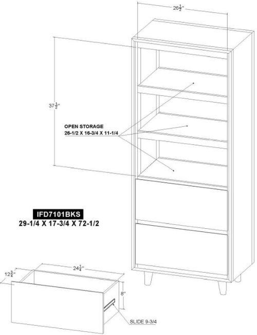 International Furniture Direct Savia Brown 2-Drawer Bookcase-2