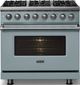 Viking® 5 Series 36" Novembery Sky Pro Style Dual Fuel (NG) Range with Polished Chrome Trim-2