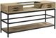 Hammary® Jefferson Natural Waxed Beige Rectangular Sofa Table with Glass Top Insert and Dark Antique Brass Frame-0