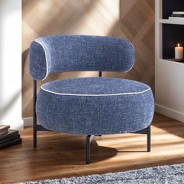 Furniture of America® Florens Dark Blue Swivel Chair-1
