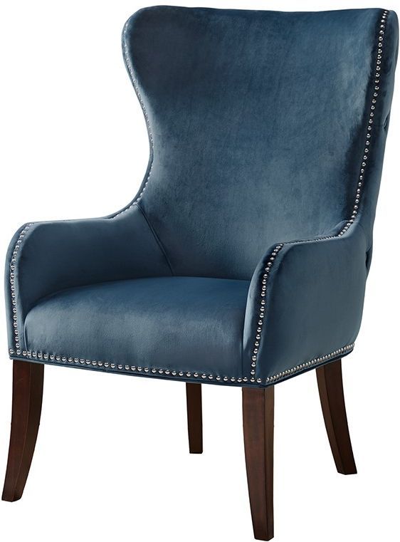 Olliix by Madison Park Blue Hancock Button Tufted Back Accent Chair-1