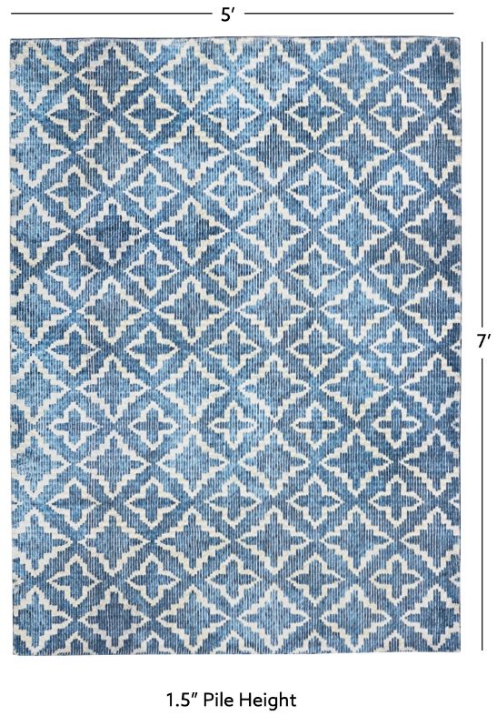 Linon Motif Printed Faux Rabbit Linear 5'x7' Area Rug-2