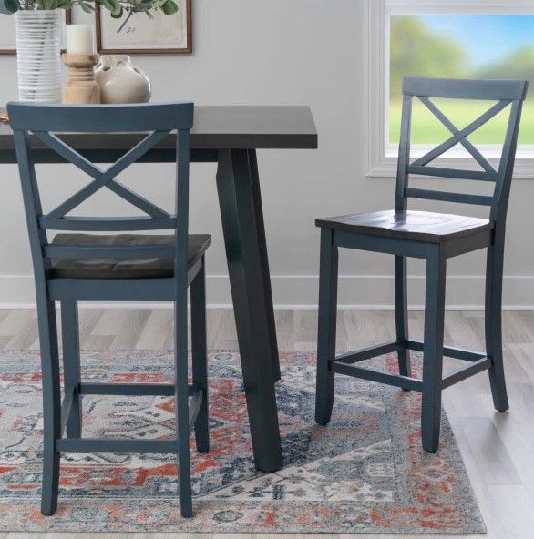 Powell® Laurel 2-Piece Blue Counter Stool Set-1