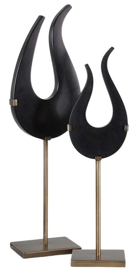 Uttermost® Black Flame 2-Piece Brass Brushed Sculpture Set-0