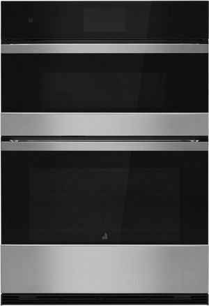 Front view of the JennAir® NOIR™ 30" Stainless Steel Built-In Oven/Microwave Combination Electric Wall Oven