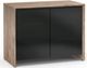 Salamander Designs® Barcelona 323 AV Cabinet-Natural Walnut/Black Glass-0
