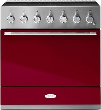 AGA™ Mercury 36" Stainless Steel Pro Style Induction Range with Cranberry Door-0