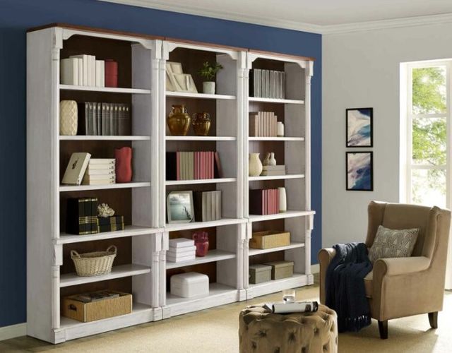 Martin Furniture Durham 3-Piece Brushed Chalk Bookcase-3