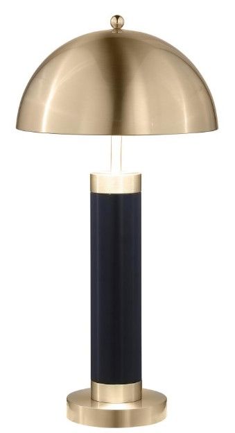 Coaster® Conroe Antiqued Gold/Black 28" Dome Shade Pillar Table Lamp -0