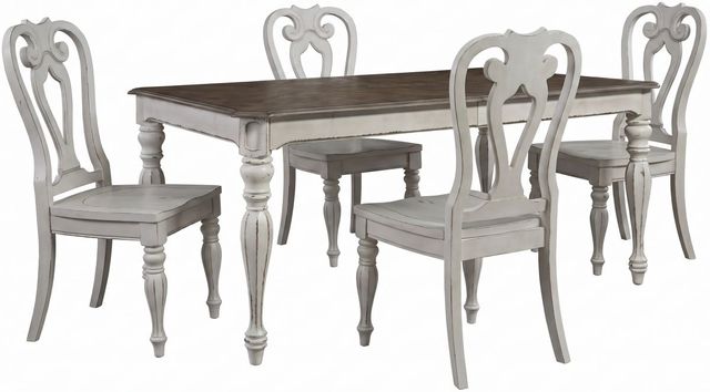Liberty Furniture Magnolia Manor 5-Piece Antique White/Weathered Bark Optional Rectangular Dining Set-0