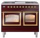 Ilve® Nostalgie II Noblesse 40'' Burgundy Pro Style Dual Fuel Range with Brass Trim-1