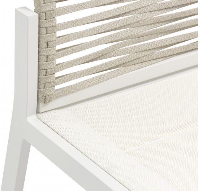 Meridian Furniture Maldives Beige/White Aluminum Outdoor Dining Side Chair-4