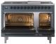 Ilve® Nostalgie II Noblesse 48'' Blue Gray Pro Style Dual Fuel Range with Burnished Trim-2