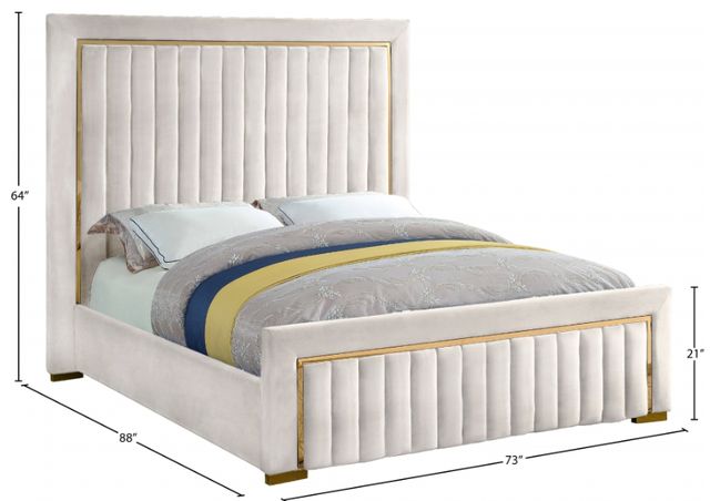 Meridian Furniture Dolce Cream Queen Upholstered Panel Bed-2