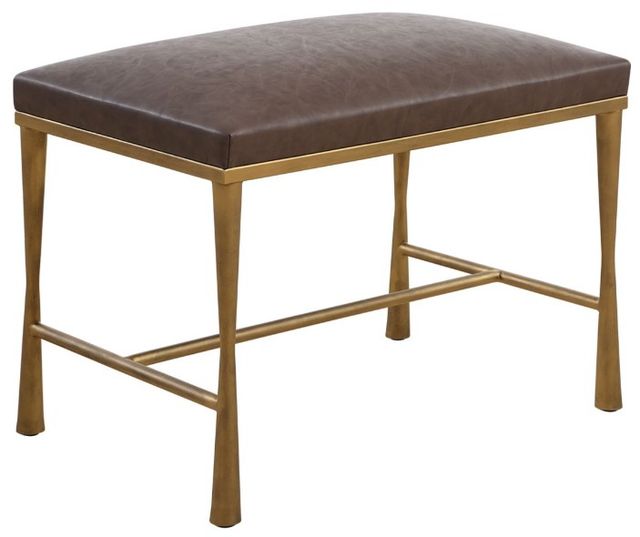 Uttermost® Reform Antiqued Gold/Cocoa Small Bench-0