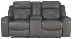 Signature Design by Ashley® Jesolo Dark Gray Double Reclining Loveseat with Console