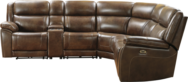 Signature Design by Ashley® Trambley 6-Piece Walnut Power Reclining Sectional-0