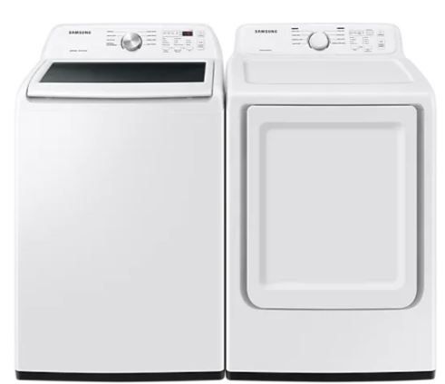 Samsung White Top Load Washer & Electric Dryer Laundry Pair-0