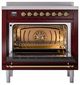 Ilve® Nostalgie II Noblesse 36'' Burgundy Pro Style Induction Range with Brass Trim-2