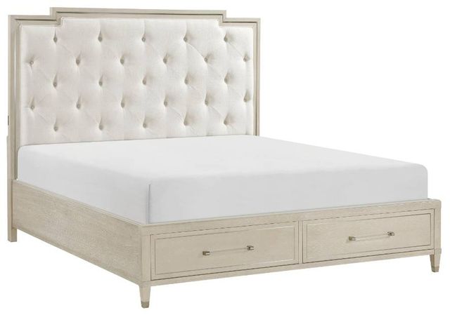 Homelegance® Genoa Ivory/Light Oak Queen Platform Storage Bed-0