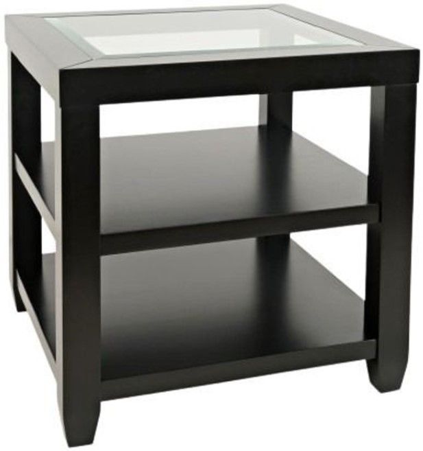 Jofran Inc. Urban Icon Glass Top End Table with Black Base-0