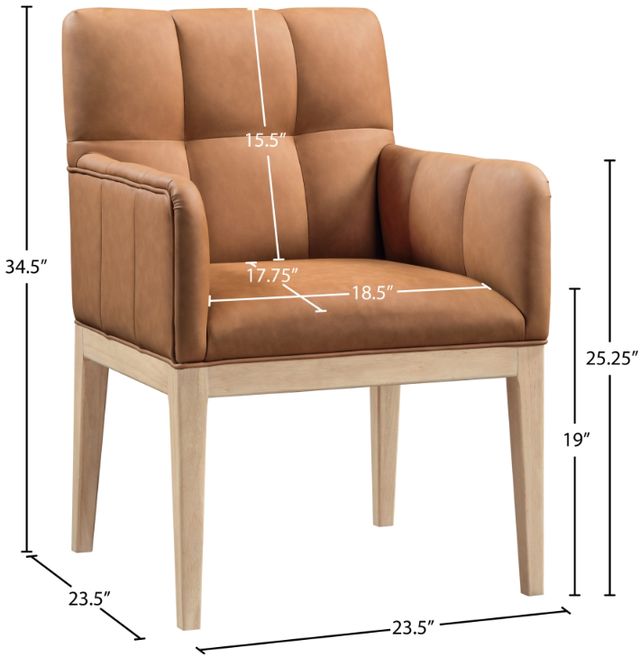 Meridian Furniture Adrian Cognac/Natural Leather Upholstered Dining Arm Chair-2