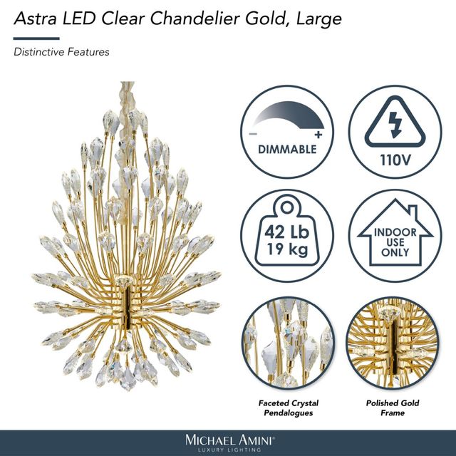 Michael Amini® Astra LED Clear/Gold Large Chandelier-3
