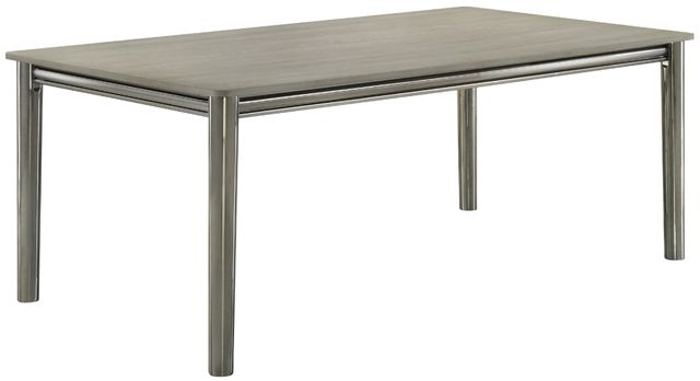 New Classic® Home Furnishings Lennox Gray Dining Table with Silver Base-0
