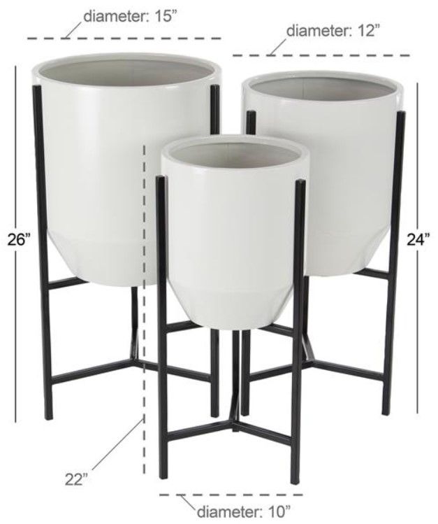 Deco Marche 3-Piece White Planter Set-2