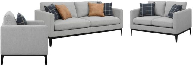 Coaster® Apperson 3-Piece Light Gray Upholstered Track Arm Sofa Set-0