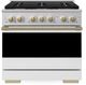 ZLINE Marino 36" Satin Stainless Steel Pro Style Gas Range with White Matte Door and Champagne Bronze Accents-0