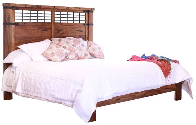 International Furniture Direct Parota Brown Queen Panel Bed-0