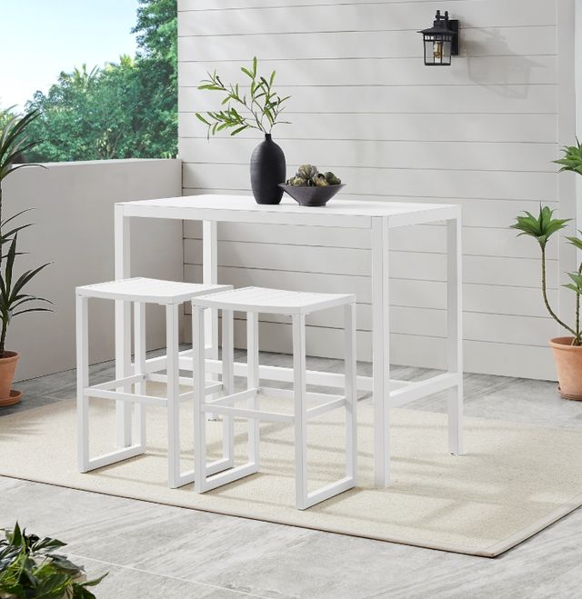 Linon Alora 3-Piece White Aluminum Outdoor Tavern Set-1