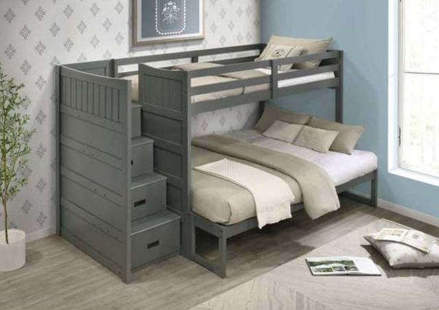 Elements International Sami Gray Twin Over Full Bunk and Loft Bed-1