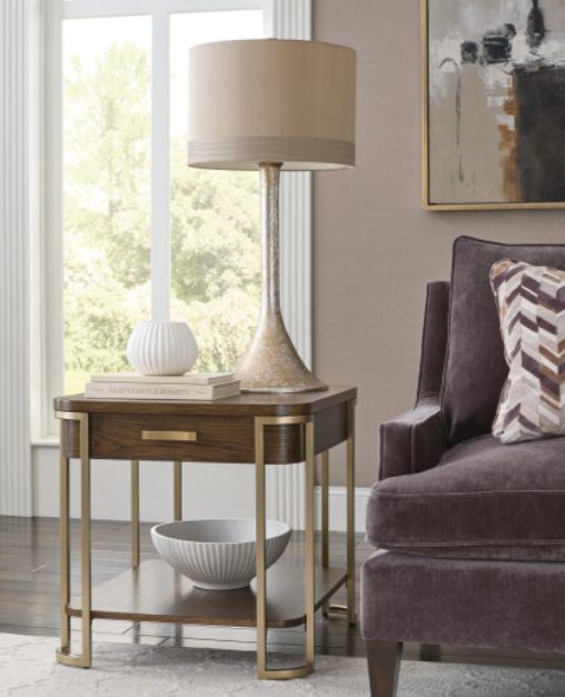 Hammary® Emerit Spice End Table with Champagne Frame-1