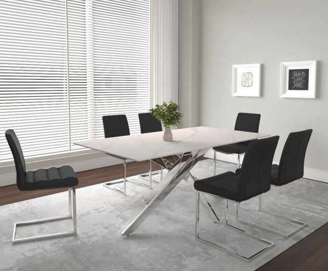 Cramco Aldo White Sintered Stone Top Dining Table with Chrome Base-1