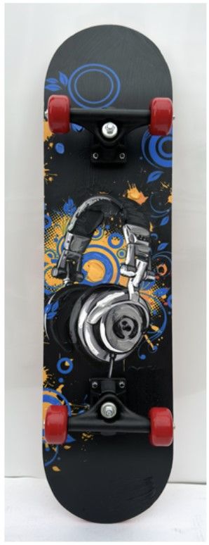 Classy Living Playful Skateboard with Headphone Design Decko-Board Wall Art-0