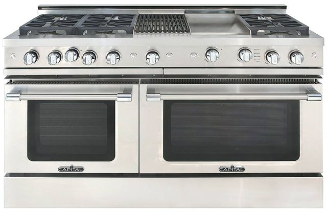 Capital Cooking™ Grand Chef 60" Stainless Steel Sealed Burner Pro Style Gas Range with Grill and Griddle-0