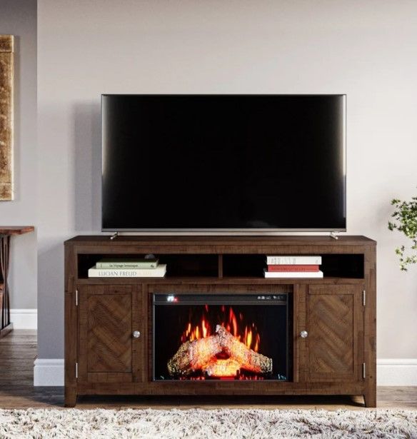 Jofran Inc. Fairview Oak Electric Fireplace Media Console-1