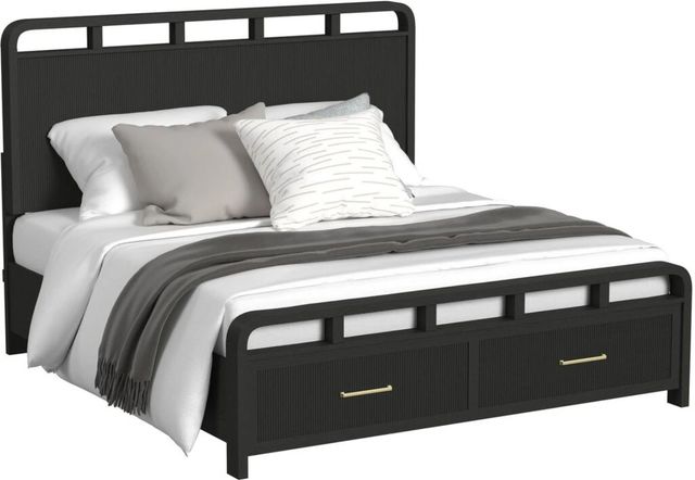 Elements International Ridgemont Black King Panel Storage Bed-0