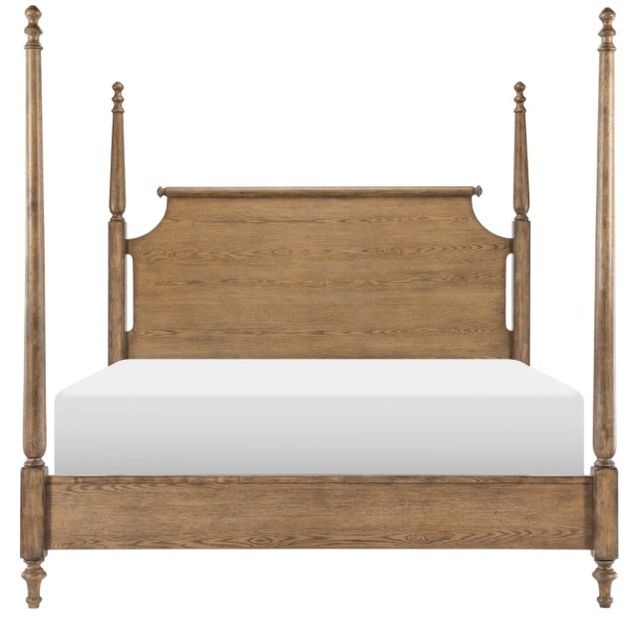 Legacy Classic Vintage Market Barnwood Oak Queen High/Low Poster Bed-2
