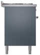Ilve® Nostalgie II Noblesse 60'' Blue Gray Pro Style Dual Fuel Range with Chrome Trim-2