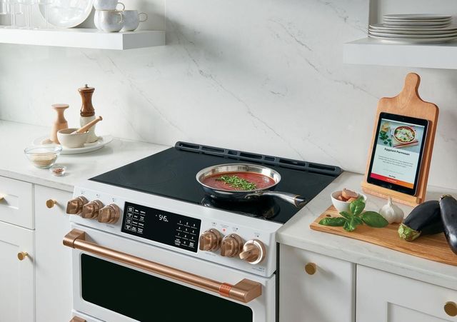 Café™ 30" Matte White Slide In Double Oven Induction Range-6