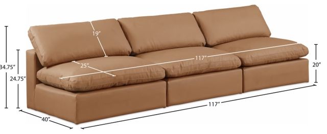 Meridian Furniture Comfy 3-Piece Cognac Modular Sectional Armless Sofa-3