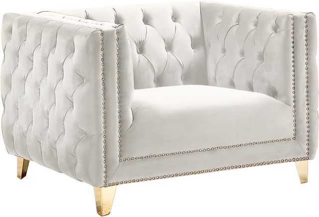 Meridian Furniture Michelle Cream Velvet Chair-0