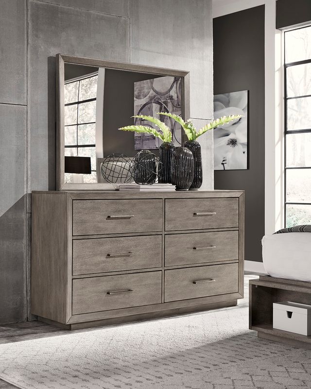 aspenhome® Platinum Gray Linen Landscape Mirror-1