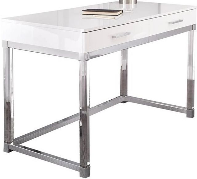 Steve Silver Co. Everett White Desk with Clear Base