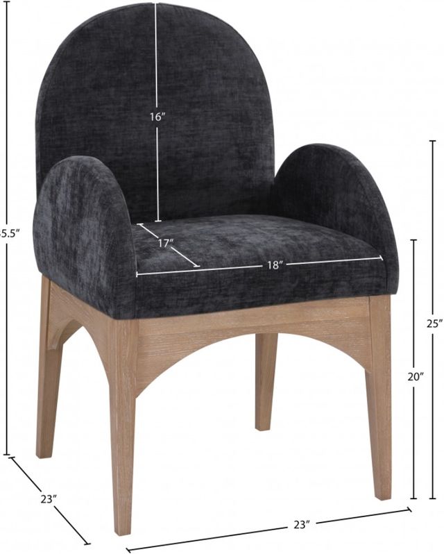 Meridian Furniture Waldorf Black/Natural Chenille Upholstered Dining Arm Chair-2