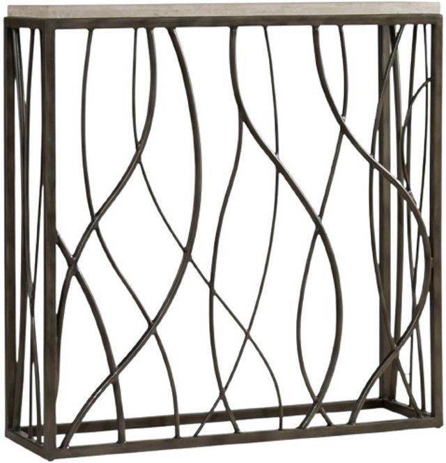 Hooker® Furniture Melange Natural Thin Metal Console Table with Dark Satin Nickel Gray Base